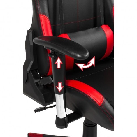 Silla de oficina gaming Silverstone negra y roja, brazos 2D con ajuste horizontal, ergonómica y cómoda. Mobelcenter