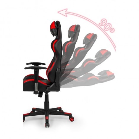 Silla de oficina gaming Silverstone negra y roja, sistema de reclinación con bloqueo, ergonómica y cómoda. Mobelcenter