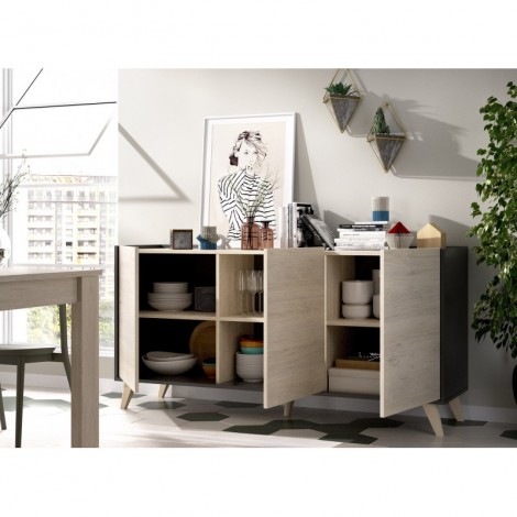 Mueble Aparador Grafito y Natural Ness Mobelcenter