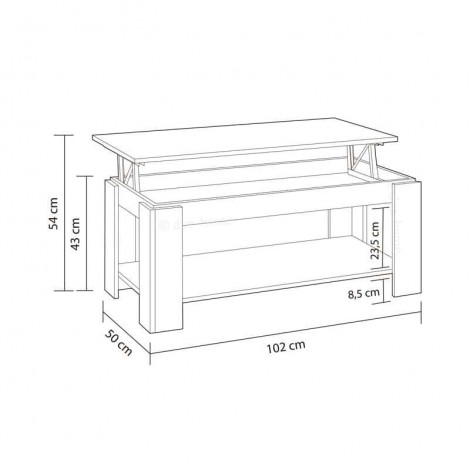 Mesa centro elevable Blanca Ambit  Mobelcenter