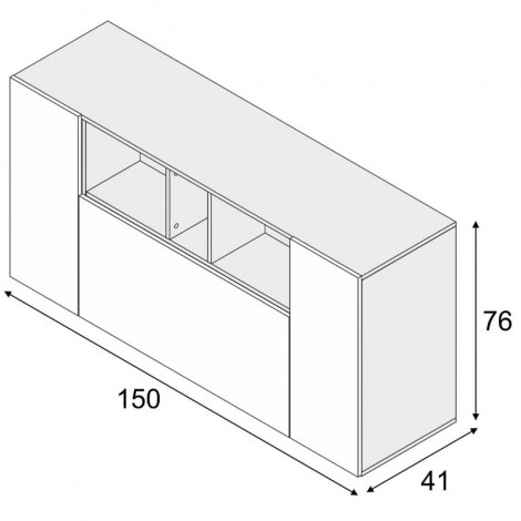 Medidas aparador Loira. Alto: 76 cm x Ancho: 150 cm x Fondo: 41 cm