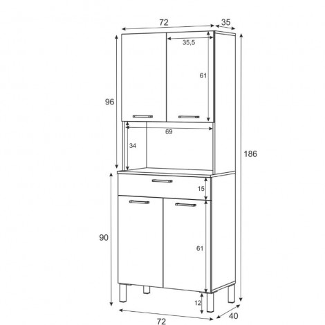 Auxiliar de cocina 4 puertas 1 cajón Mobelcenter