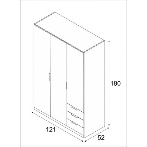 Armario Blanco con tres puertas y tres cajones exteriores Mobelcenter