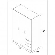Armario Blanco con tres puertas y tres cajones exteriores Mobelcenter