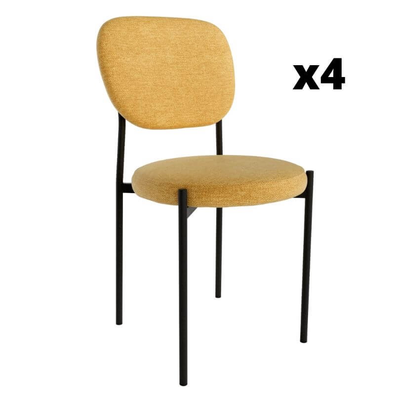 Pack 4 Sillas Hanoi para salón o comedor en color mostaza con patas de metal negras