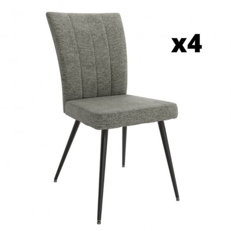 Pack 4 Sillas Dallas para salón o comedor en color gris con patas de metal negras