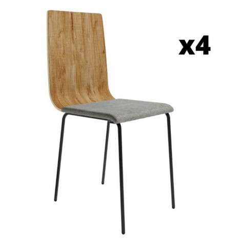 Pack 4 Sillas Dubai para salón o comedor en color mango con patas de metal negras