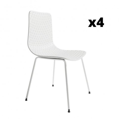 Pack 4 Sillas London para salón o comedor en color blanco con patas metálicas color blanco