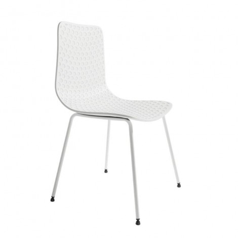 Pack 4 Sillas London para salón o comedor en color blanco con patas metálicas color blanco