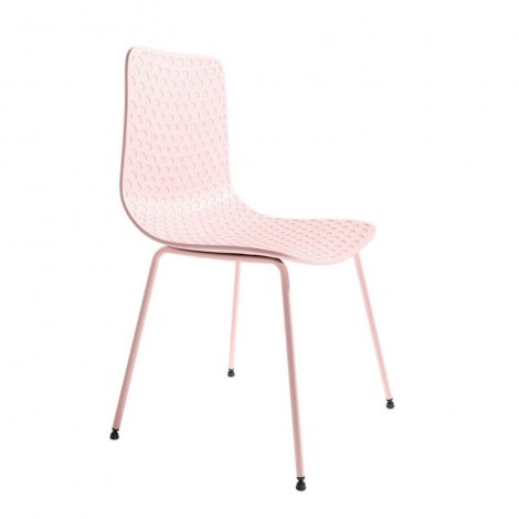 Pack 4 Sillas London para salón o comedor en color rosa con patas metálicas color rosa