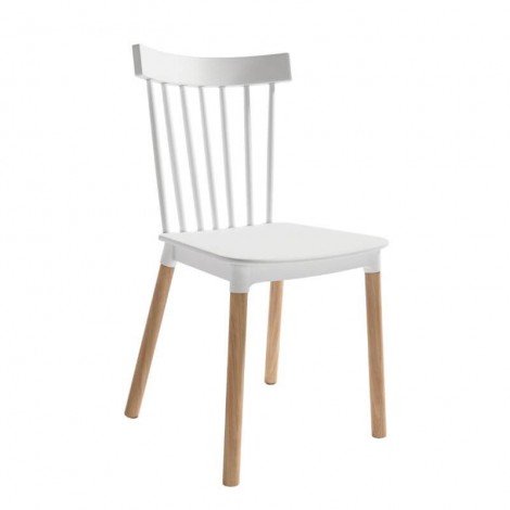 Pack 4 Sillas Dublín para salón, cocina o comedor en blanco con patas de madera maciza