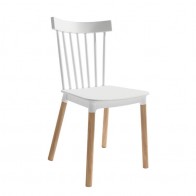 Pack 4 Sillas Dublín para salón, cocina o comedor en blanco con patas de madera maciza